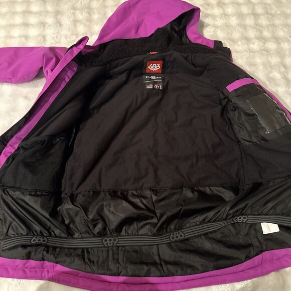 686 Girls Size Large Pink Snowboard Ski Coat Lily Jacket Snow Warm Hood L Purple - Picture 12 of 16